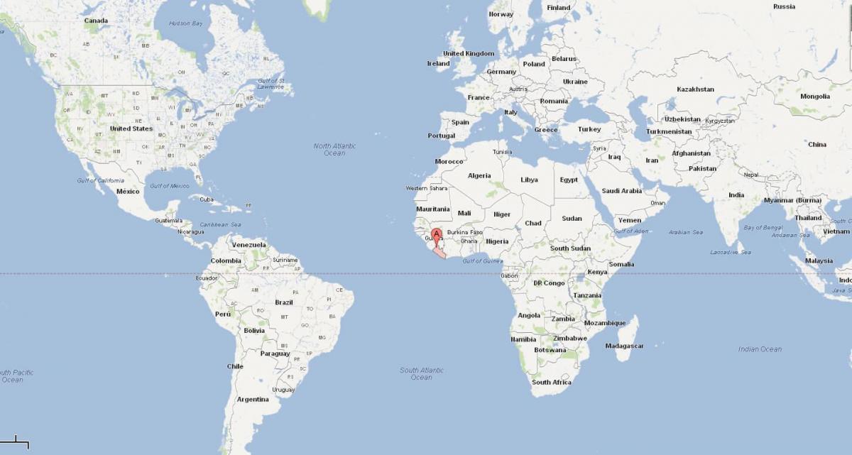 Liberia posizione sulla mappa del mondo