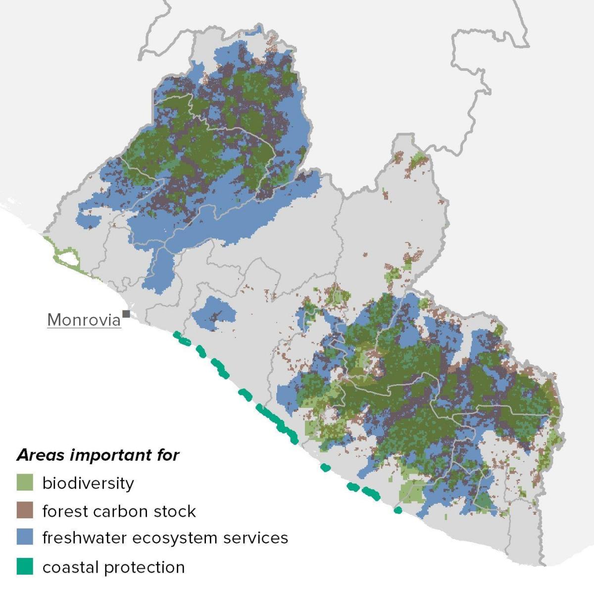 mappa della Liberia risorse naturali