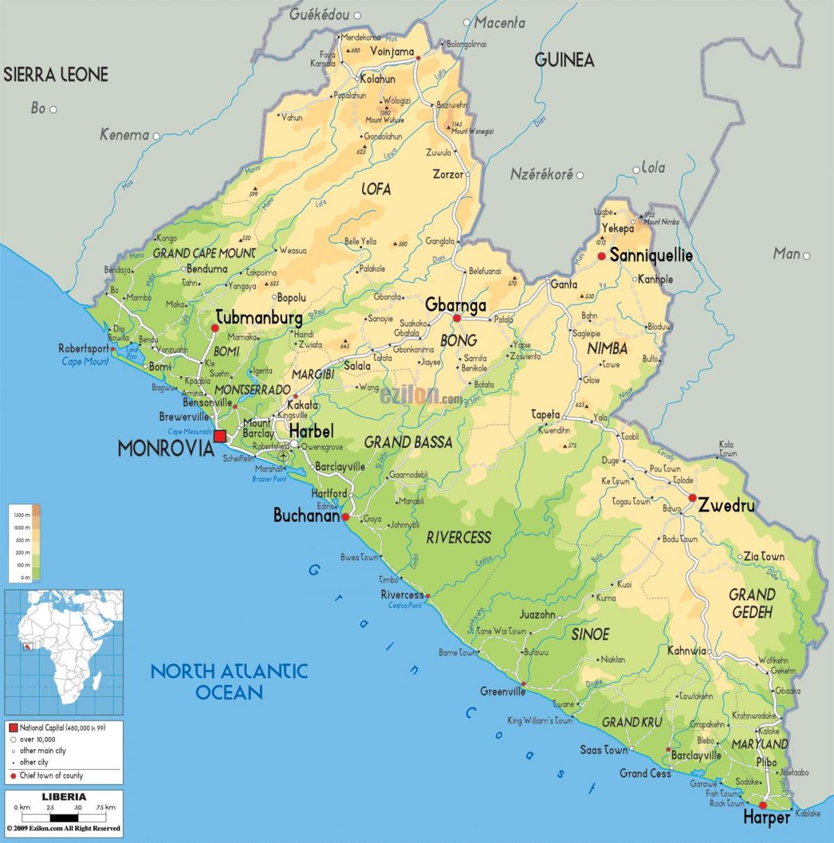 disegnare la mappa della Liberia