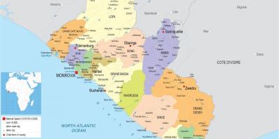 Mappa di disegnare la mappa politica della Liberia