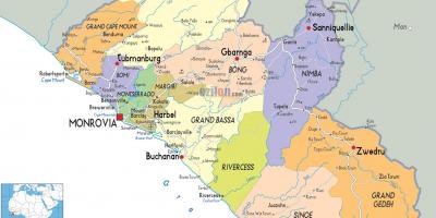 Mappa della Liberia paese