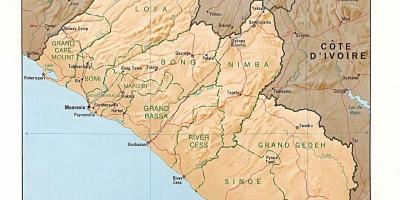 Disegnare la mappa sollievo della Liberia